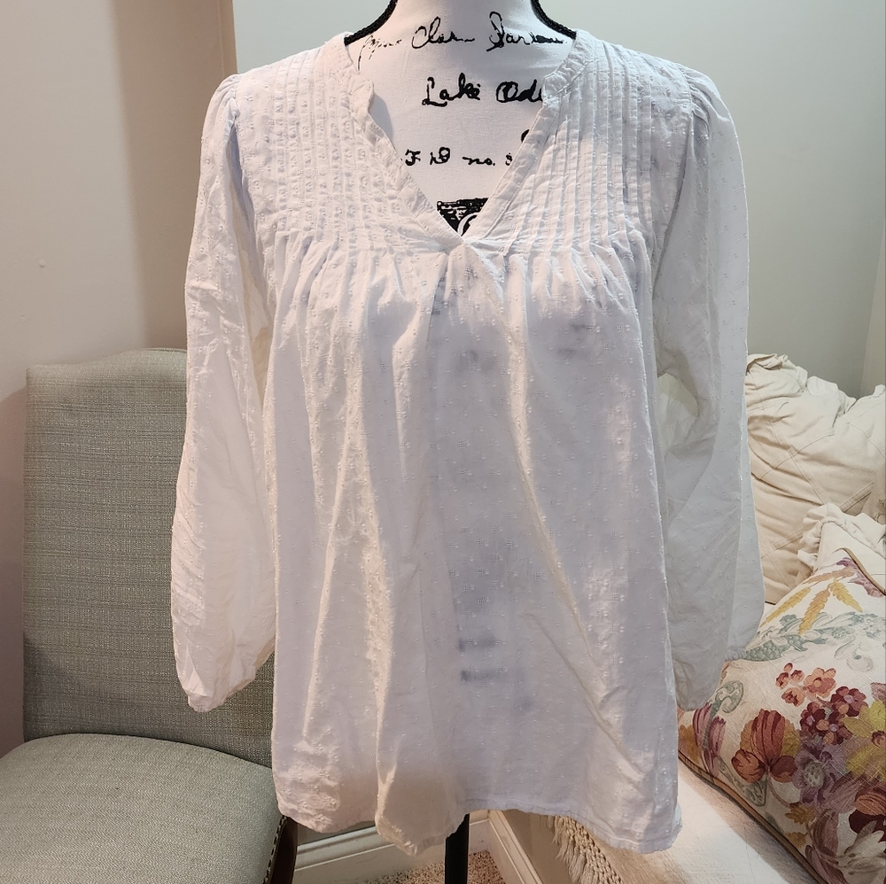 White Linen Dotted Swiss tunic Old Navy, Medium
